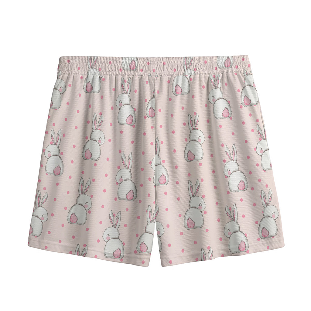Cute Rabbit Pattern Print Mesh Shorts