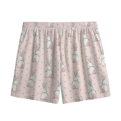 Cute Rabbit Pattern Print Mesh Shorts