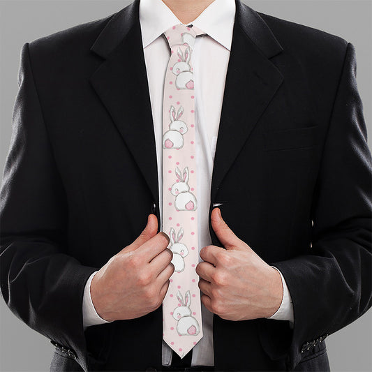 Cute Rabbit Pattern Print Necktie