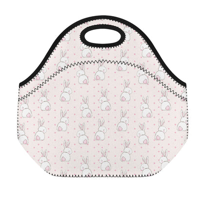 Cute Rabbit Pattern Print Neoprene Lunch Bag