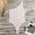 Cute Rabbit Pattern Print One Shoulder Bodysuit