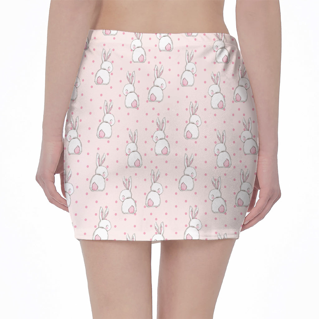 Cute Rabbit Pattern Print Pencil Mini Skirt