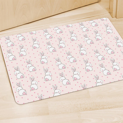 Cute Rabbit Pattern Print Polyester Doormat