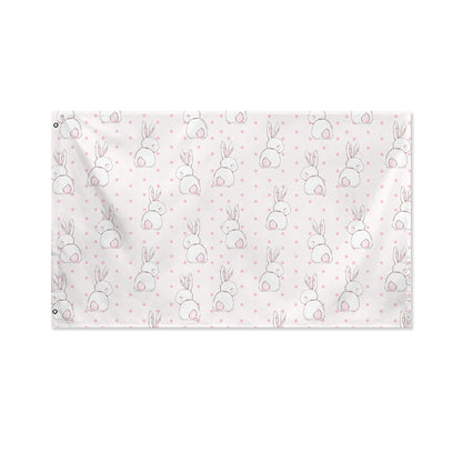 Cute Rabbit Pattern Print Polyester Flag
