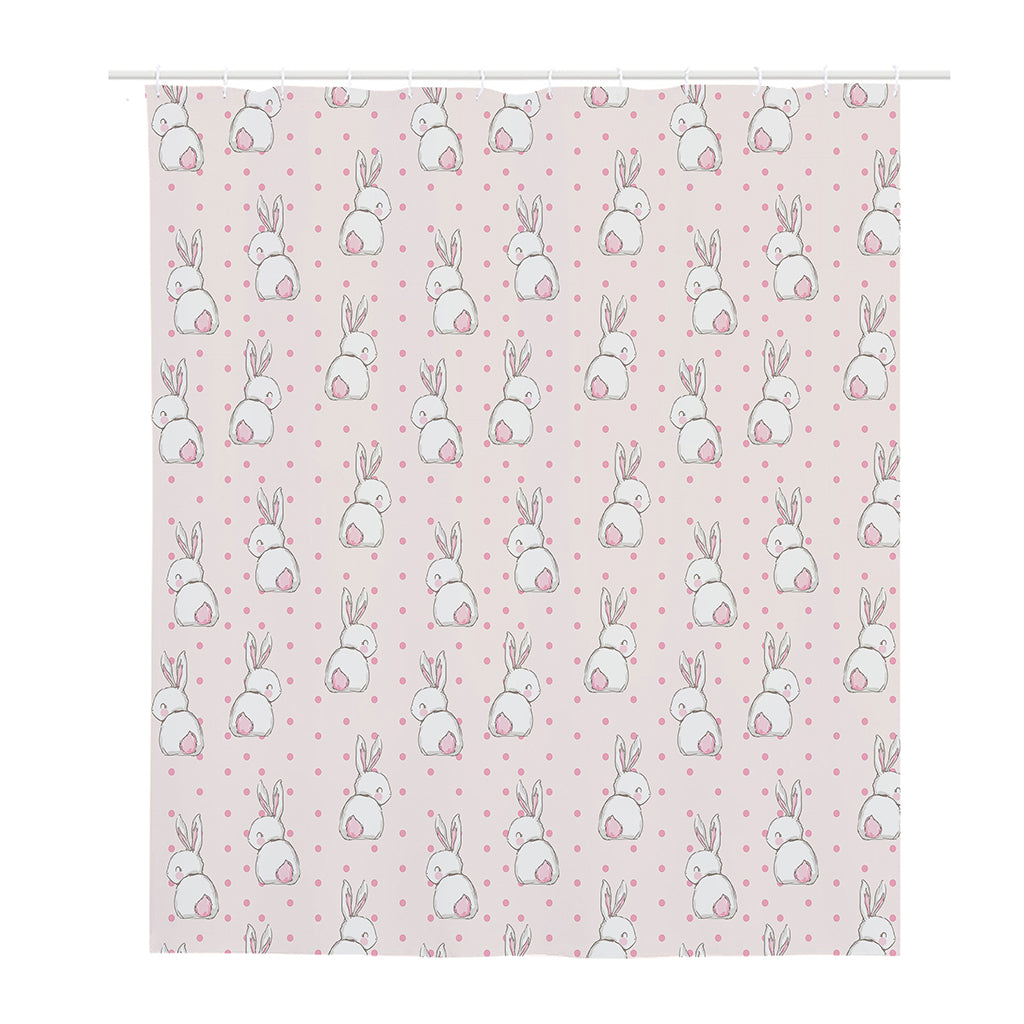 Cute Rabbit Pattern Print Polyester Shower Curtain