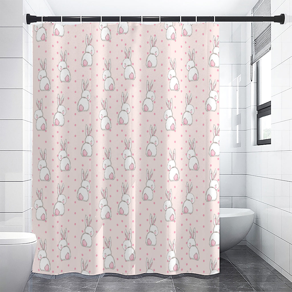 Cute Rabbit Pattern Print Premium Shower Curtain