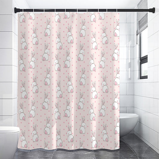 Cute Rabbit Pattern Print Premium Shower Curtain