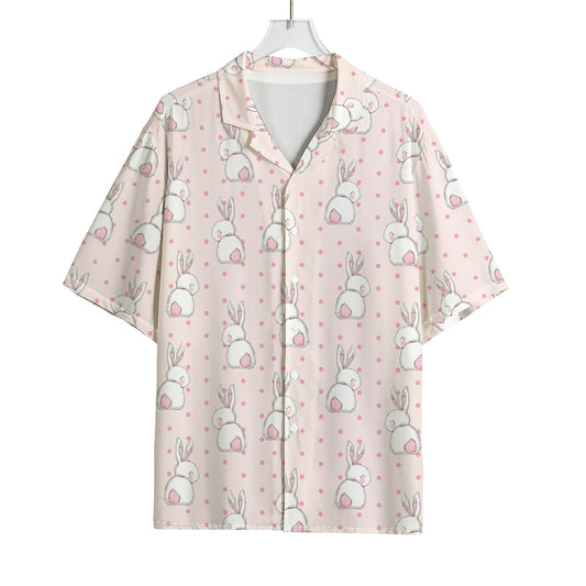 Cute Rabbit Pattern Print Rayon Hawaiian Shirt