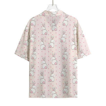 Cute Rabbit Pattern Print Rayon Hawaiian Shirt
