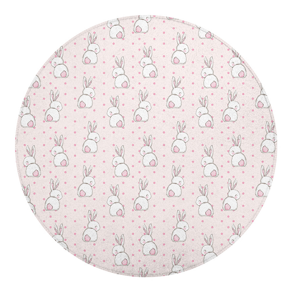 Cute Rabbit Pattern Print Round Blanket