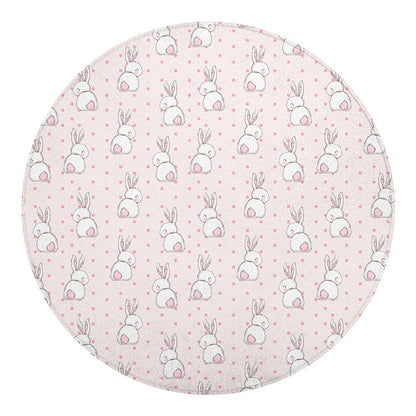 Cute Rabbit Pattern Print Round Blanket