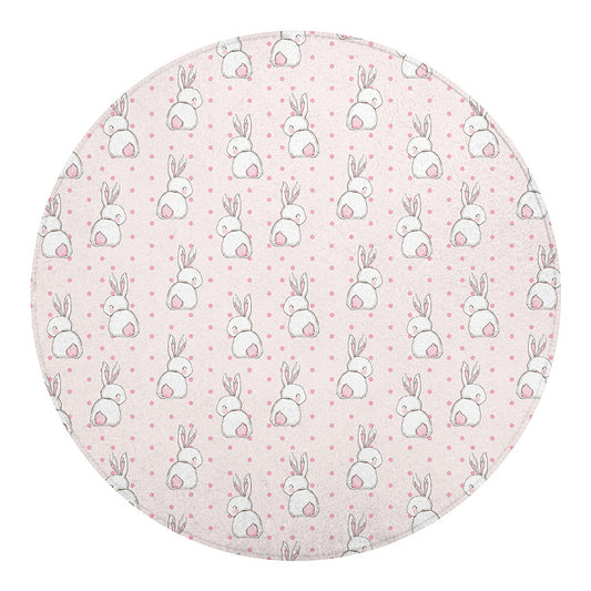 Cute Rabbit Pattern Print Round Blanket