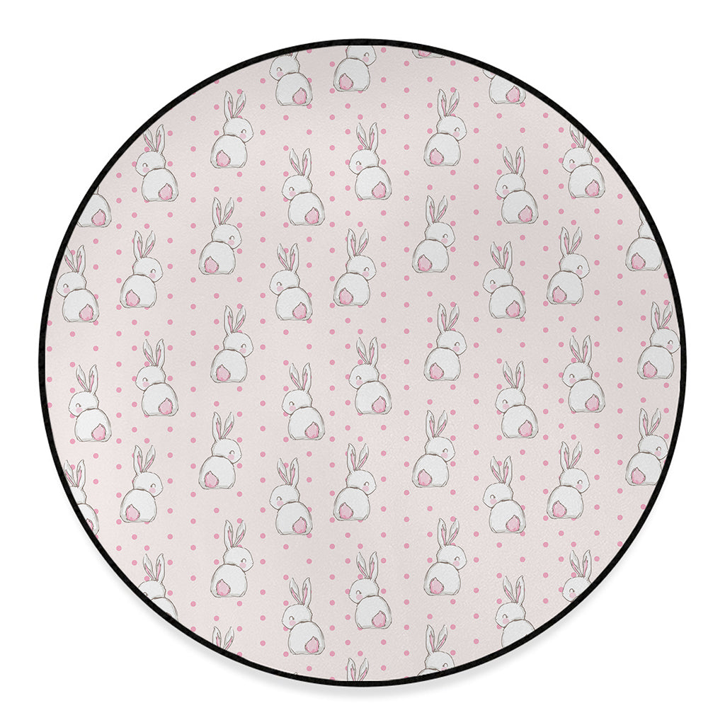 Cute Rabbit Pattern Print Round Floor Mat