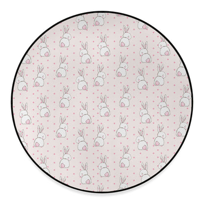 Cute Rabbit Pattern Print Round Floor Mat