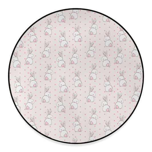 Cute Rabbit Pattern Print Round Floor Mat