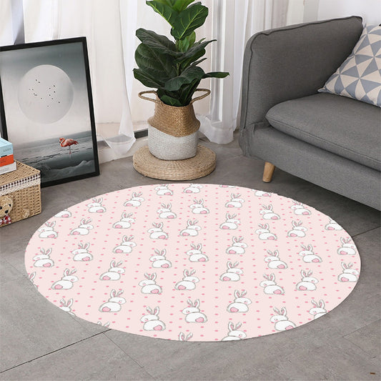 Cute Rabbit Pattern Print Round Rug