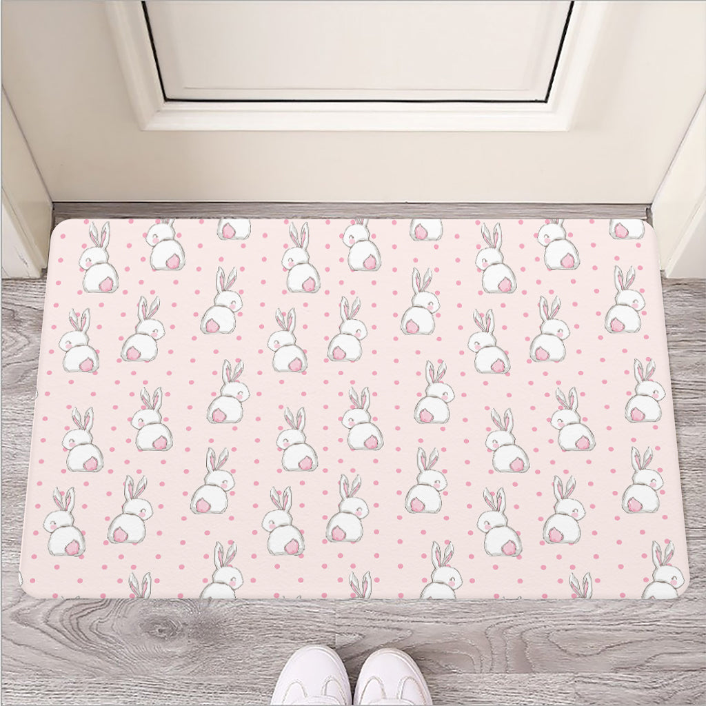 Cute Rabbit Pattern Print Rubber Doormat