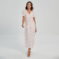 Cute Rabbit Pattern Print Short Sleeve Maxi Dress
