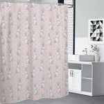 Cute Rabbit Pattern Print Shower Curtain
