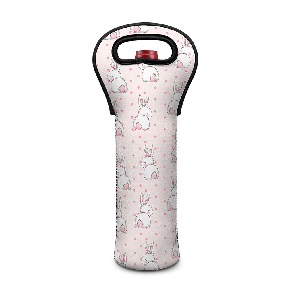 Cute Rabbit Pattern Print Single Neoprene Wine Tote