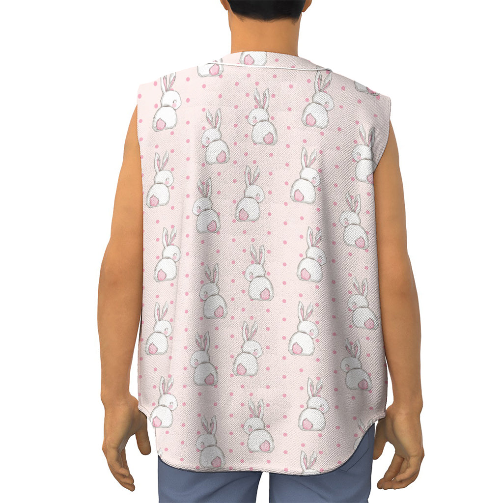 Cute Rabbit Pattern Print Sleeveless Baseball Jersey