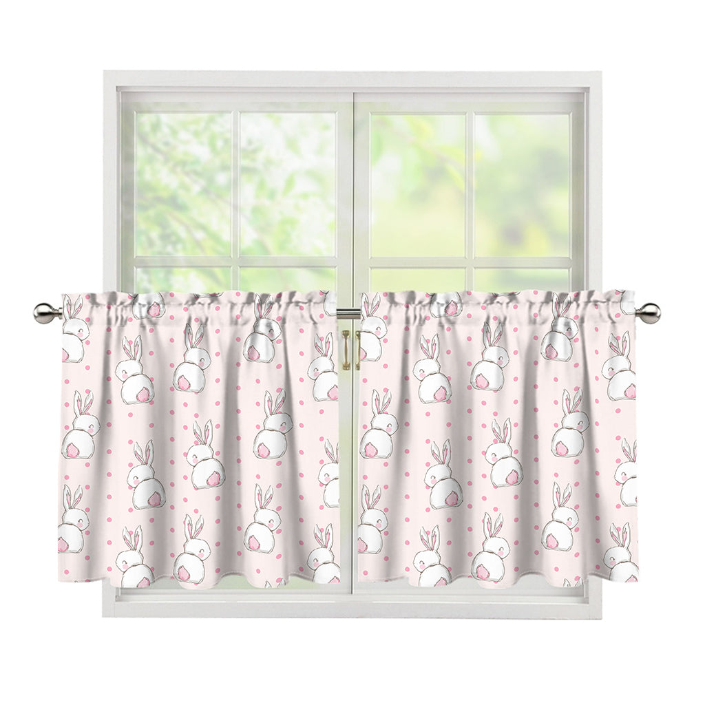 Cute Rabbit Pattern Print Tier Curtains