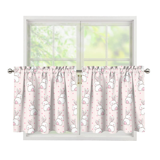 Cute Rabbit Pattern Print Tier Curtains