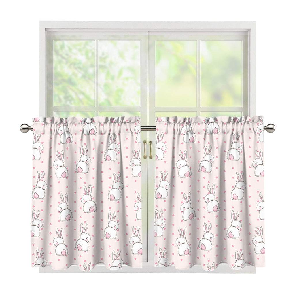Cute Rabbit Pattern Print Tier Curtains