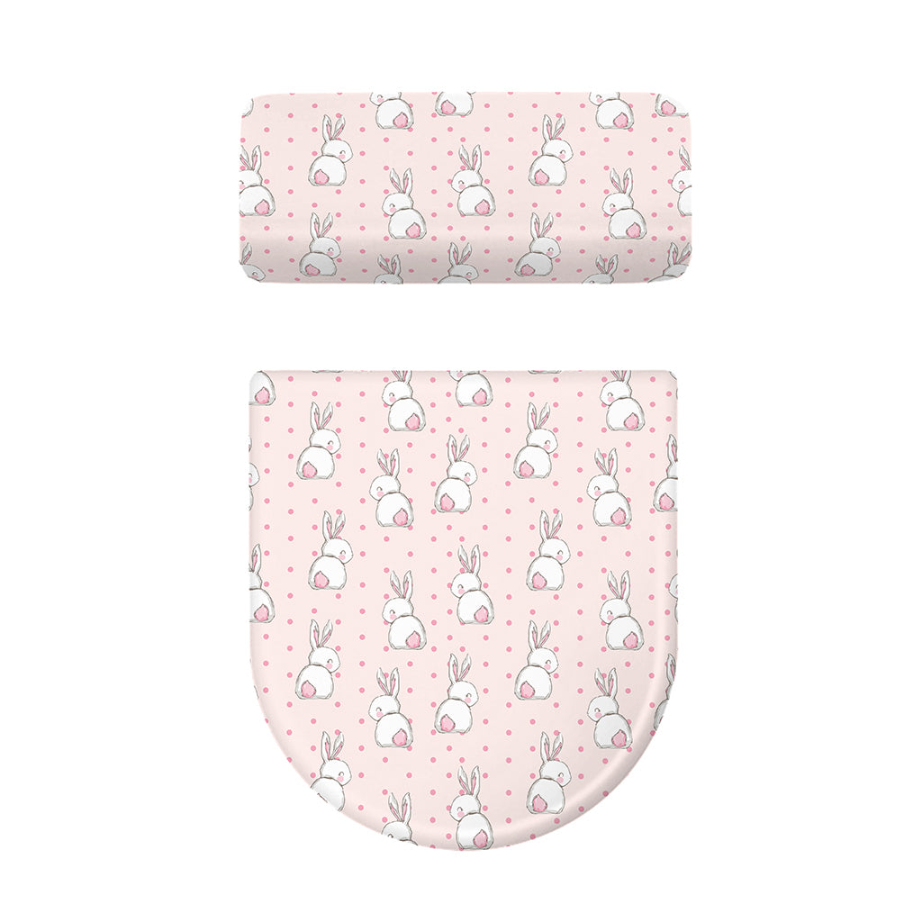 Cute Rabbit Pattern Print Toilet Lid And Tank Cover Set