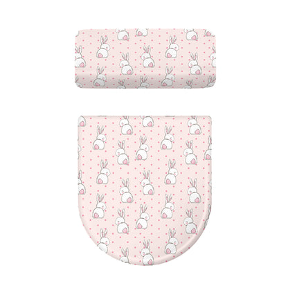 Cute Rabbit Pattern Print Toilet Lid And Tank Cover Set