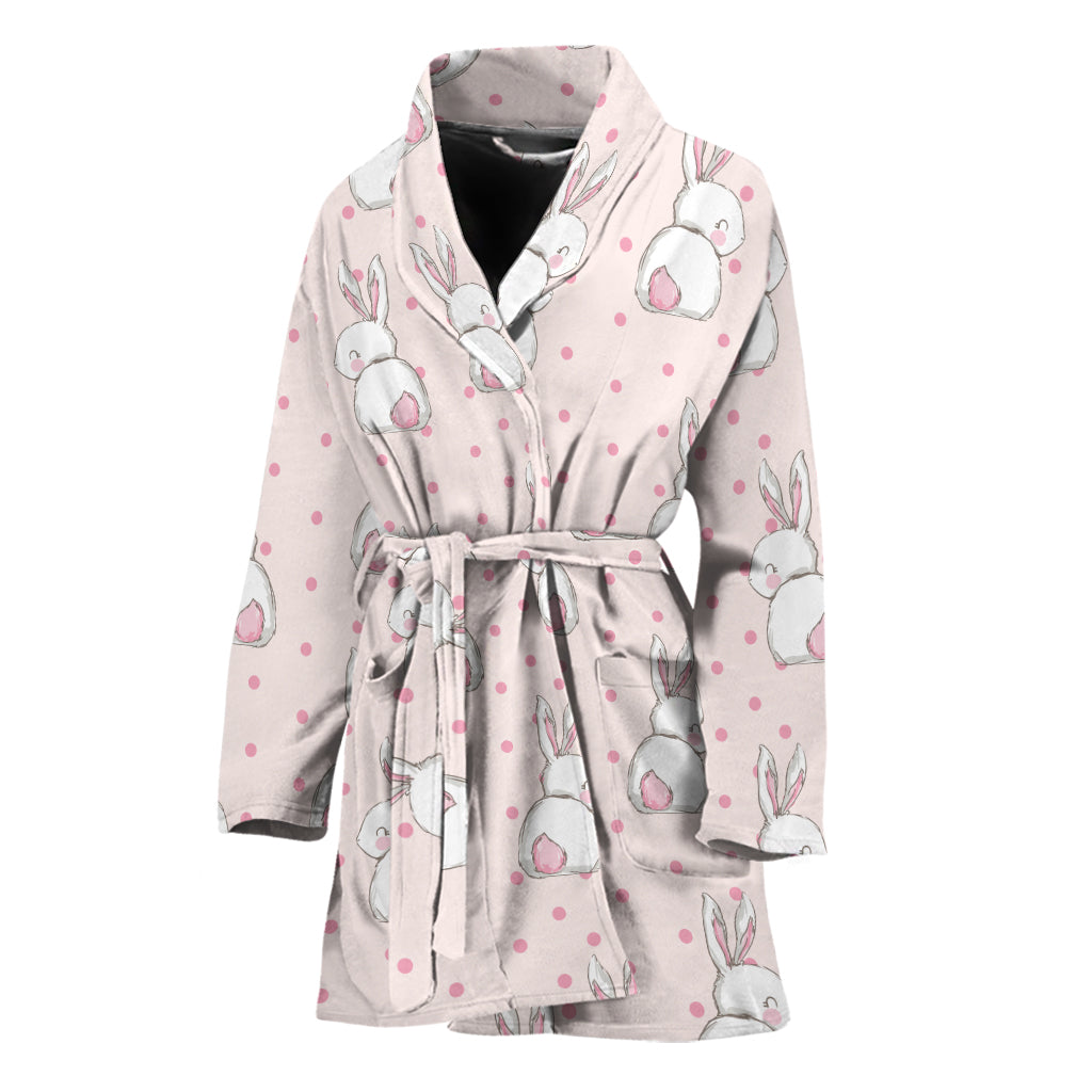 Cute Rabbit Pattern Print Women's Bathrobe