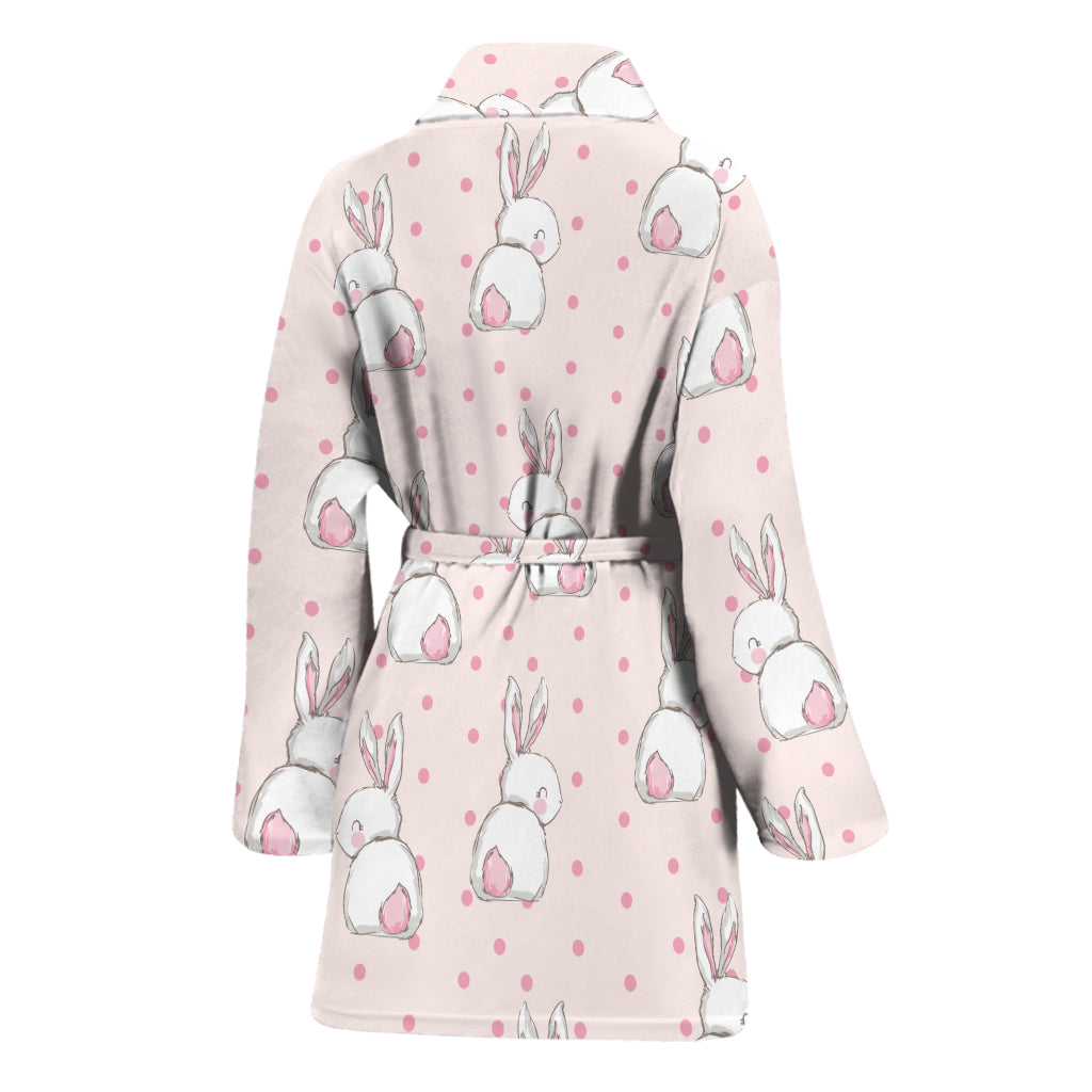 Cute Rabbit Pattern Print Women's Bathrobe