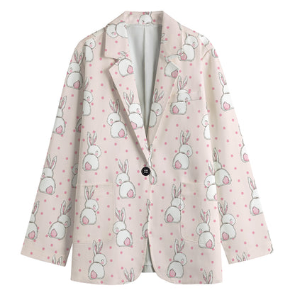 Cute Rabbit Pattern Print Women's Blazer