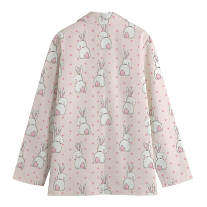 Cute Rabbit Pattern Print Women's Blazer