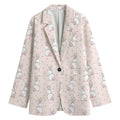 Cute Rabbit Pattern Print Women's Cotton Blazer