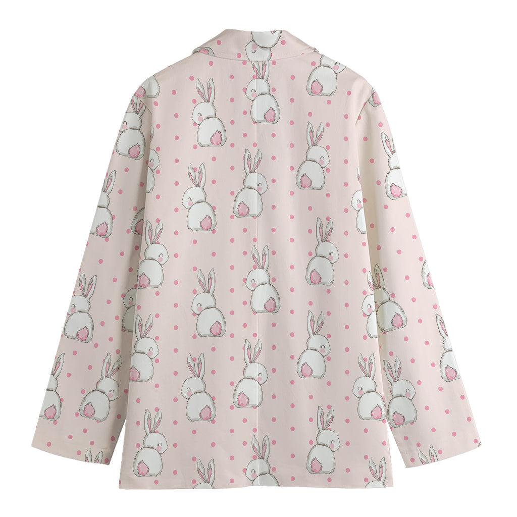 Cute Rabbit Pattern Print Women's Cotton Blazer