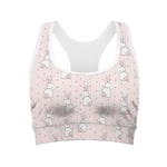 Cute Rabbit Pattern Print Women's Sports Bra