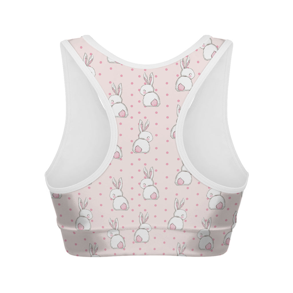 Cute Rabbit Pattern Print Women's Sports Bra