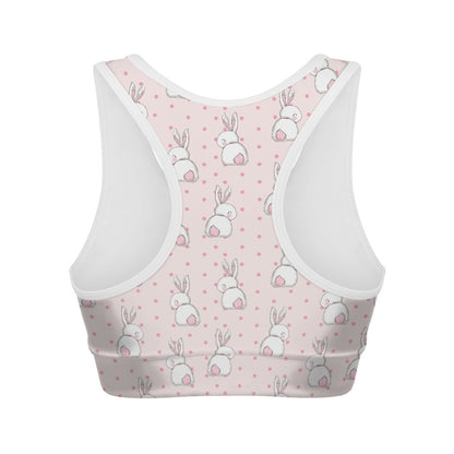 Cute Rabbit Pattern Print Women's Sports Bra