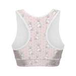 Cute Rabbit Pattern Print Women's Sports Bra