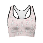 Cute Rabbit Pattern Print Women's Sports Bra