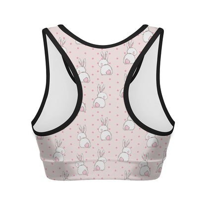 Cute Rabbit Pattern Print Women's Sports Bra