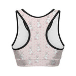 Cute Rabbit Pattern Print Women's Sports Bra
