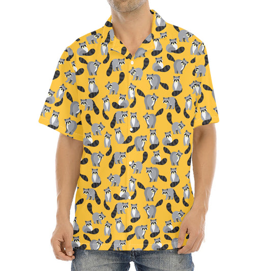 Cute Raccoon Pattern Print Aloha Shirt