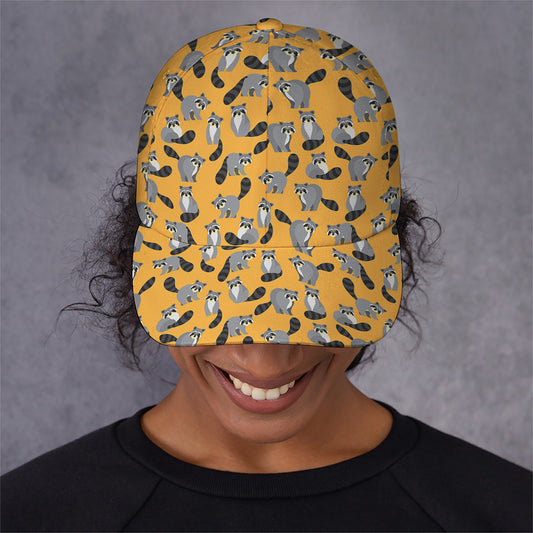 Cute Raccoon Pattern Print Baseball Cap