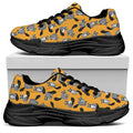 Cute Raccoon Pattern Print Black Chunky Shoes