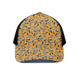 Cute Raccoon Pattern Print Black Mesh Trucker Cap