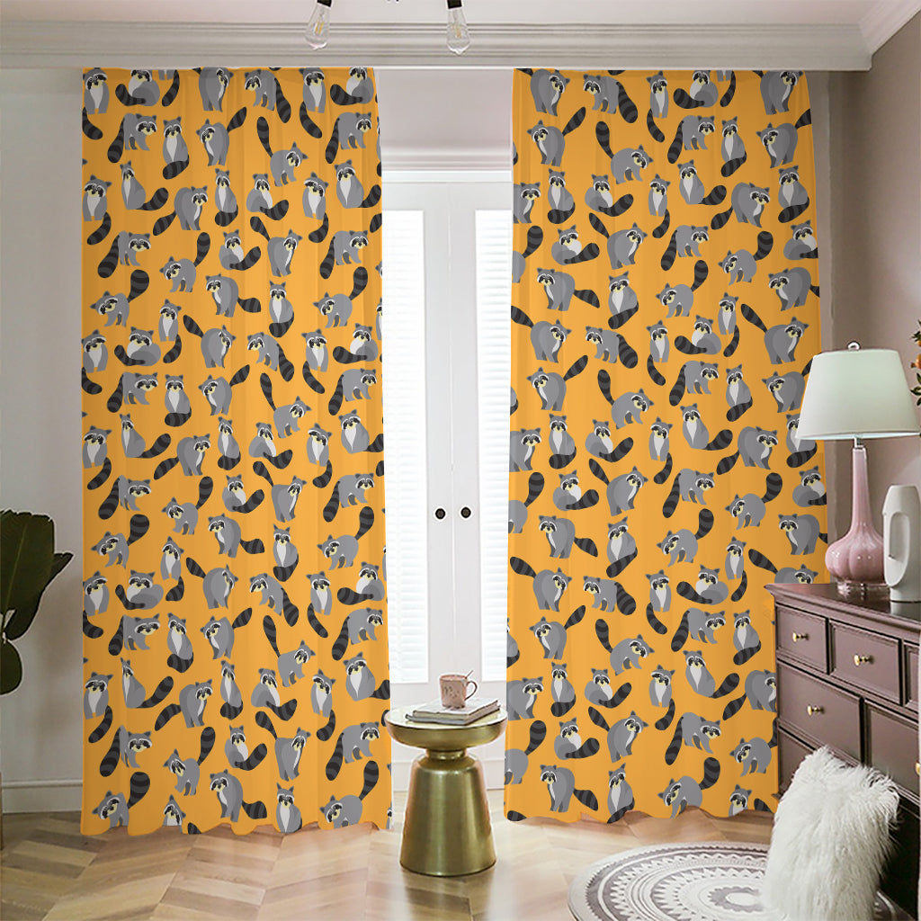 Cute Raccoon Pattern Print Blackout Pencil Pleat Curtains