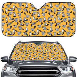 Cute Raccoon Pattern Print Car Windshield Sun Shade