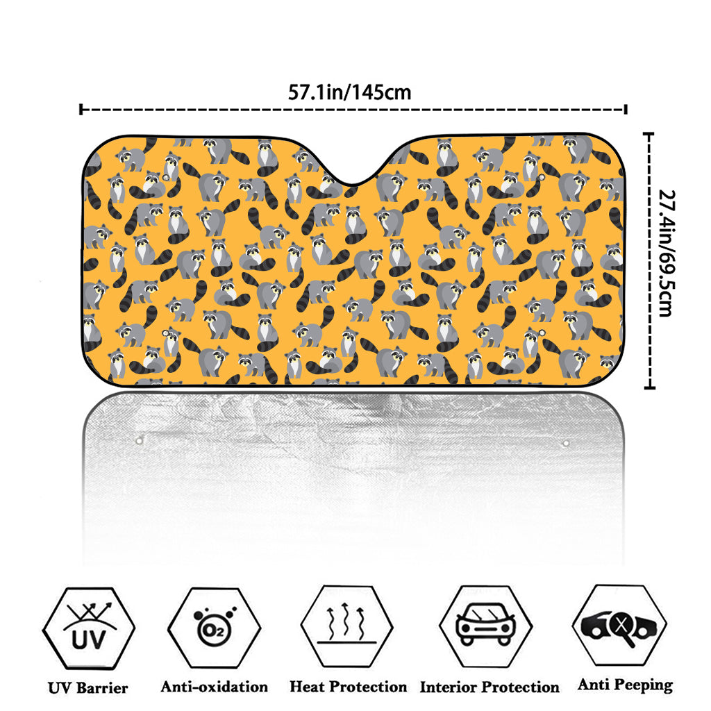 Cute Raccoon Pattern Print Car Windshield Sun Shade